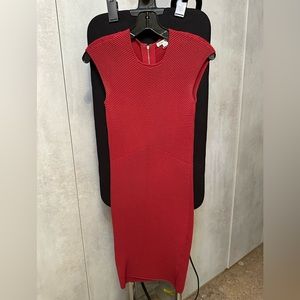 Ronny Kobo Ribbed Burgundy Body Con Stretch Midi Dress Size S